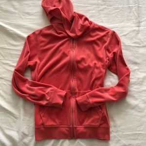 Flamingo pink velour zip up